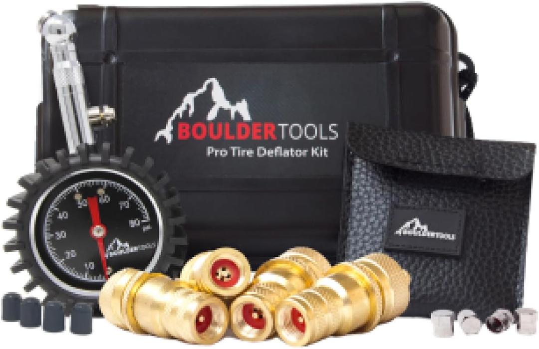 Boulder Tools Tire Deflator - 80 PSI Air Pressure Gauge - Adjustable, Automatic for Cars, Trucks and Motorcycles - Ideal Offroading Accessories