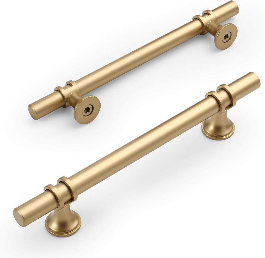 Amerdeco 10 Pack Matte Brushed Gold Cabinet Pulls 5 Inch(128MM) Hole Centers Kitchen Cabinet Handles Cabinets Hardware Drawer Pulls ZH0058 (5"/128MM Hole Center)