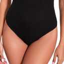 LIZENS Body Suits for Womens Tummy Control Short Sleeve Scoop Neck Ribbed Casual Stretchy Basic T Shirt Bodysuit Tops (XS)