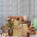 10Pcs Western Cowboy Party Decorations Set 3 Hay Bales Boxes 2 Wood Print Boxes and 5 Cowboy Centerpieces Decor for Birthday Western Wedding Farm Harvest Party Favors