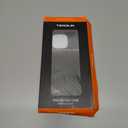 TENDLIN Magnetic Case Compatible with iPhone 12 Pro/iPhone 12 Wood Grain with Carbon Fiber Texture Design Leather Hybrid Slim Case (Compatible with MagSafe) Black