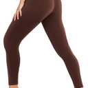 DHSO High Waisted Leggings for Women  Full/Knee Length Capri Tummy Control Buttery Soft Yoga Pants for Workout Athletic (Large-X-Large, Brown)