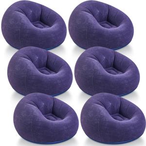 Realspring Inflatable Bean Bag Chairs Outdoor Blow up Camping Chairs Inflatable Lazy Sofa Folding Portable Bean Bag Loungers Couch for Movie Night(Blue,6 Pcs)