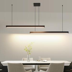 Modern 2-Light Chandelier, 39IN+39IN Pendant Light Fixtures Hanging with Remote Control 3000k-6500K Adjustable Color TemperatureAluminum Island Lighting Lamp for Dining Room, Living Room