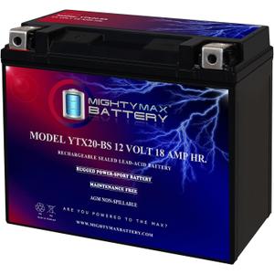 Mighty Max Battery YTX20-BS -12 Volt 18 AH, 270 CCA, Rechargeable Maintenance Free SLA AGM Motorcycle Battery
