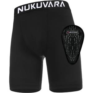 Boys Youth Baseball Cup Underwear Kids Football Compression Shorts with Soft Protective Athletic Cup Boxer Briefs (Large, Black)