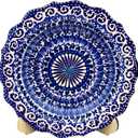Turkish Decorative Plate Handmade Ceramic Ornament for Home&Office Wall Decor (Blue)