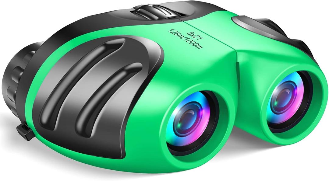 LET'S GO! Binocular for Kids, Compact High Resolution Shockproof Binoculars (Green)
