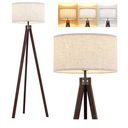 ALLDIO Tripod Floor Lamps for Living Room, Modern Standing Lamp with Drum Shade, Simple Industrial Tall Lamp, 9W LED Bulb Included  Brass
