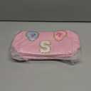 2 x Initial Makeup Bag with Mirror & Hair Scrunchies, Personalized Monogram Custom Cosmetic Bag Travel Toiletry Pouch, Birthday Gifts for Her Women Bridesmaid Teacher (S)