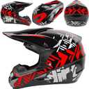 SPARK DOT Youth Motocross Helmet Kids Dirt Bike Helmets - Full Face, Lightweight & Breathable for Off-Road E-Bike BMX MX ATV (with Gloves Goggles Mask) 4Pcs Set, Medium(57-58cm), Red