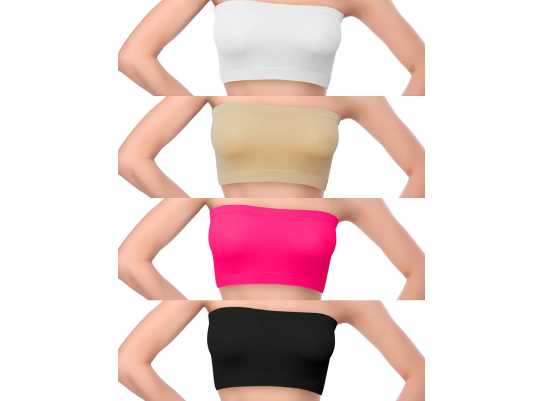 Women Tube Tops Summer Non-Padded Tube Bra Top Strapless Seamless Stretchy Basic Bandeau Tube Tops for Women L