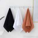 Pidada Hand Towels Set of 2 Striped Pattern 100% Cotton Absorbent Soft Decorative Towel for Bathroom (Black)