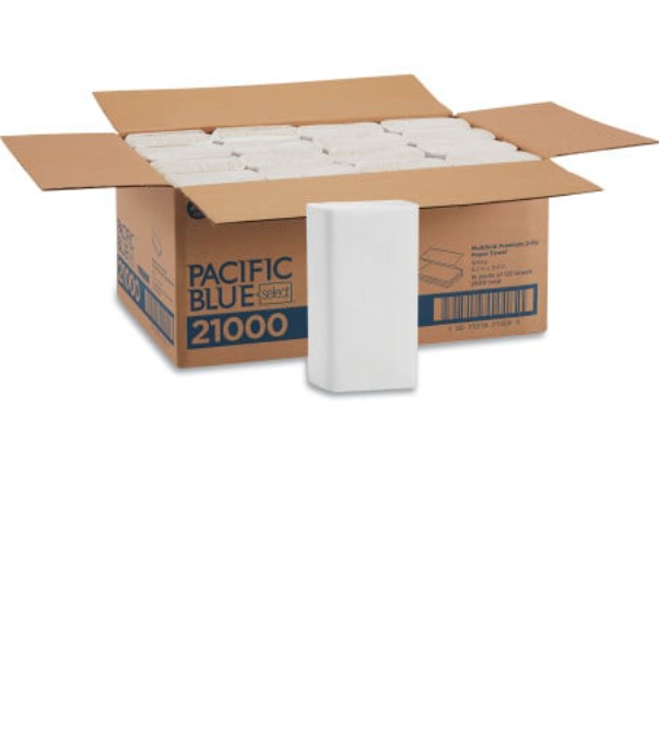 Pacific Blue® Select Multifold Paper Towels, 2-Ply, White, 2000 Towels (21000)