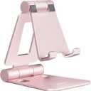 Nulaxy Dual Folding Cell Phone Stand, Fully Adjustable Foldable Desktop Phone Holder Cradle Dock Compatible with iPhone 17 16 15 14 13 12 11 Pro Max Xs Xr X 8, Nintendo Switch, All Phones - Rose Gold