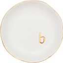 COLLECTIVE HOME - Ceramic Jewelry Tray, Decorative Trinket Dish for Rings Earrings Necklaces Bracelet Watch Keys, Birthday Mother's Day for Women, 4.75", White Surface (B)