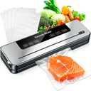 Vacuum Sealer Machine, 75KPa Strong Suction Dry Moist Mode Automatic Food Sealer with Digital Timer, Built-in Cutter, Compact Food Saver Machine White, Comes with 50 Vacuum Bags
