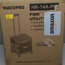 MACOPRO Folding Utility Cart Portable Rolling Crate Handcart Shopping Trolley Collapsible Tool Box, with Lid, Basket on 4 Rotate Wheels, for Grocery, Shopping, Office, Teacher (Pink)