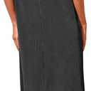 KIRUNDO Womens Summer Dresses 2026 Spring Ribbed Knit Henley Short Sleeve Maxi Dress Button Up Loose Beach Vacation Sundress (Black, M)