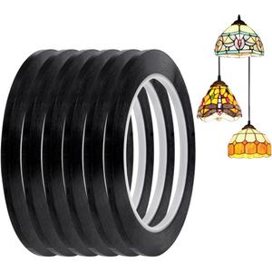 HOBBIESAY 216.5ft 6 Rolls PET Stained Glass Lead Lines Thin Stained Glass Leading Strips Window Decaling Lines Roll Blacking Strip Self Adhesive Line for Gallery Window Art Crafts and Decor 5mm