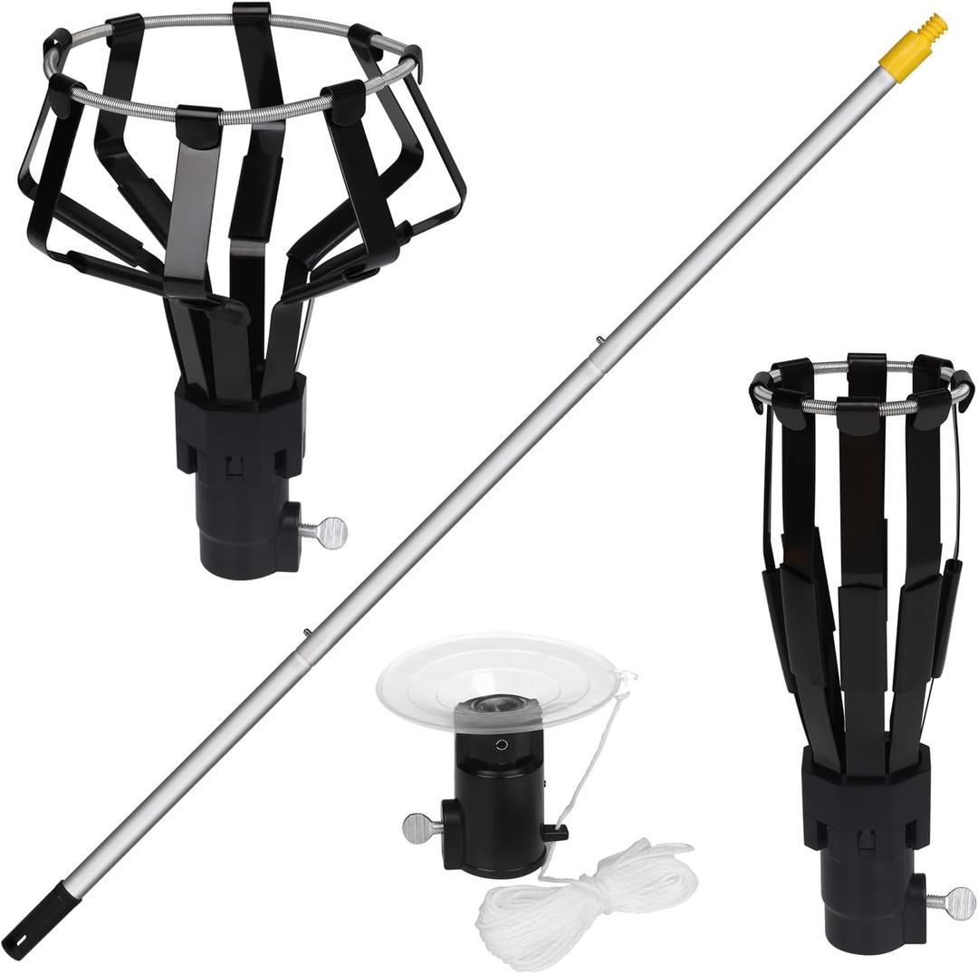 Liaakrr 12FT Light Bulb Changer for High Ceilings, Light Bulb Removal Tool with Baskets and Suction Cup, High Ceiling Light Changer with Pole for Household Hanging Lights