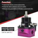 PQY Adjustable Fuel Pressure Regulator Kit 3-70PSI With 6AN Return and 6AN feed Port with AN6-6AN Fuel Line Hoses Connectors (black+purple)