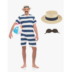 fun shack 1920s Mens Bathing Suit Costume 20s Swimsuit Halloween Costumes for Men - Extra Large
Missing Moustache