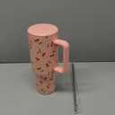 Cherry Tumbler with Straw and Lid Vacuum Insulated 40oz Pink Stainless Steel Cup Gifts for Women Birthday Present Cherry Water Bottle Coffee Cup for Home or Travel