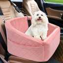 Dog Car Seat for Small Medium Dogs,Detachable Washable Dog Booster Seat Under 30lbs, Pet Car Seats Travel Bed with Storage Pockets and Safety Belt(Pink)