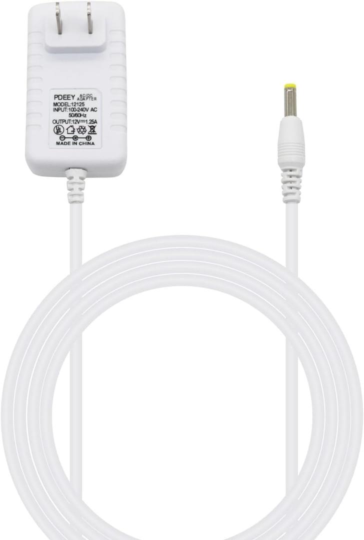 White Power Cord Replacement for Alexa Dot 3rd Gen, Dot 4th Gen, Dot 5th Gen 2022, Echo Pop 15W Power Adapter Charger