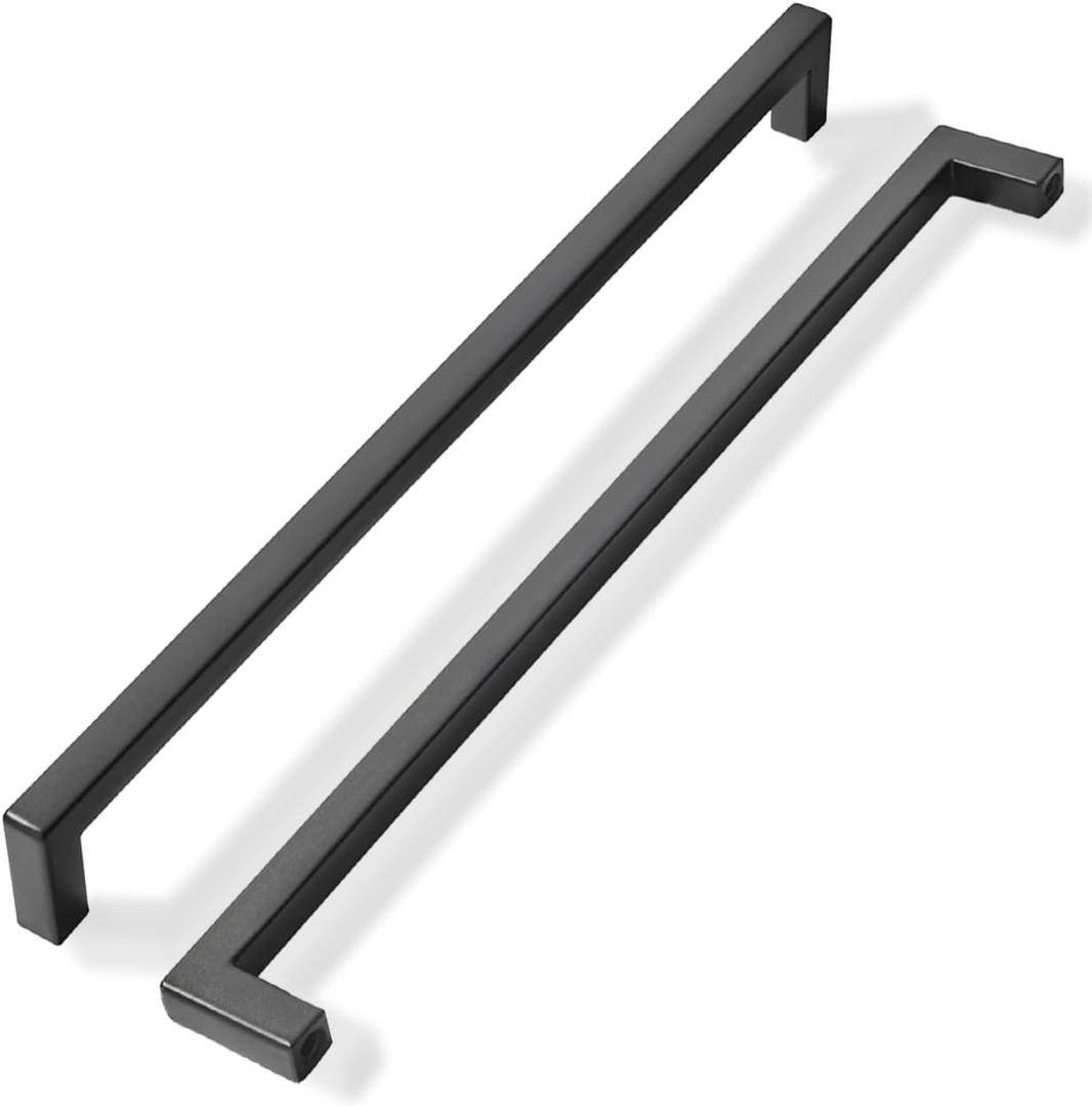 khtumeware 10 Pack 12-1/2 inch Center to Center Solid Black Cabinet Pulls Square Bar Drawer Handles Cabinet Handles Matte Black Drawer Pulls Kitchen Cabinet Hardware