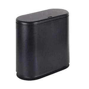 IEEK Plastic Trash Can with Press Top Lid,3.2 Gallon /12 Liter Garbage Can,Black Modern Waste Basket Thin Trash Cans for Bathroom,Kitchen,Living Room,Office and Narrow Spaces