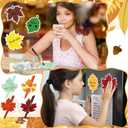 Pasimy 24 Set Thanksgiving Sticky Notes and Pens Set Classroom Gifts Fall Party Favors Fall Pens Pumpkin Maple Leaf Acorn Shaped Notepads Ballpoint for School office Supplies(Pure Color, Maple Leaf)