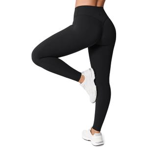 UNISSU Hugcurve No Front Seam Hidden Scrunch Butt High Waisted Workout Leggings for Women Butt Lifting Yoga Pants Gym - 25'' (Large, Black)