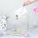 Pure Clear Acrylic Card Box with Slot & Lock, DIY Large Wedding Card Boxes for Reception, Elegant Money Envelop Gift Cards Box for Party Wedding Birthday Baby Shower Graduation Table Decor