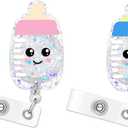2 Pcs Baby Bottle Funny Badge Reel Retractable,with Alligator Clip & 24-inch Nylon Rope,Accessories Gifts for Nursing Student Nurse Medical Assistant Healthcare Worker