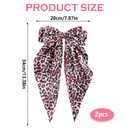 2Pcs Leopard Print Hair Bow Clips, Long Tail Ribbon Satin Leopard Big Metal Hair Bow Barrettes Ponytail Styling Accessories for Women Girls, Red Cheetah Print