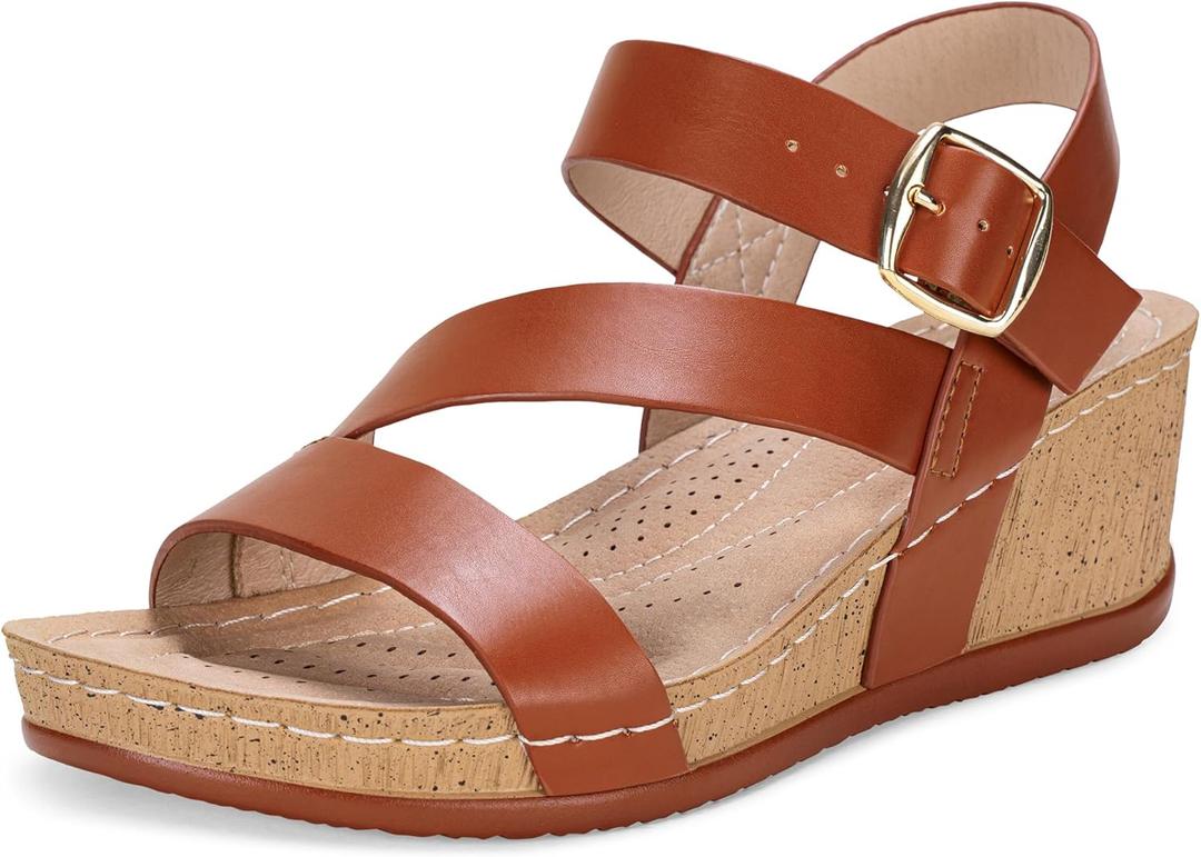 Jeossy Women's Platform Wedge Sandals 835 Comfortable Open Toe Ankle Strap Summer Walking Sandals with Buckle (7)