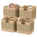 12x12 Cube Storage Bins, Paper Rope Baskets for Shelves, 4 Pack