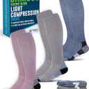Doctor's Select Bamboo Viscose Light Compression Socks for Women & Men - 3 Pairs, 8-15 mmHg Compression Socks, Knee High (Large)