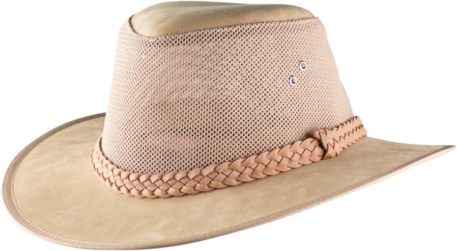 Mesh Safari Hat for Men Soaker Golf Sun Hats Summer Wide Brim Outback Cap (Large, Natural)