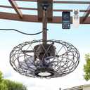 PAZALA 15" Rustic Outdoor Caged Ceiling Fan with Remote Light
