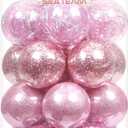 Sea Team 60mm/2.36" Shatterproof Clear Plastic Christmas Ball Ornaments, Transparent, See-Through, Crystal Baubles, Bulbs with Stuffed Delicate Decorations for Xmas Tree (30 Counts, Pink)