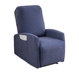 Recliner Chair Covers 4 Pieces Jacquard Small Recliner Sofa Slipcover Stretch Recliner Slipcover for Lazyboy Recliner Chair with Storage Pocket Furniture Protector for Living Room,Navy Blue