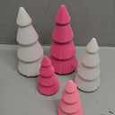 Thyle 5 Piece Pink Christmas Ornaments Velvet Christmas Tree, Cone-Shaped Indoor Xmas Decoration Centerpieces for Table Shelves, Living Room Home, Cabinet Mantel Decorations