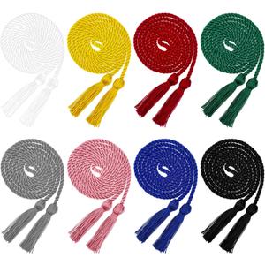 HOVEOX 8 Pieces Graduation Honor Cords Graduation Tassel Honor Cord Graduation Cords Bulk Honor Cords for Graduation Students (Black, Blue, Green, Red, Yellow, White, Gray, Pink)