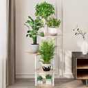AZERPIAN Plant Stand 5 Tier Indoor Metal Flower Shelf for Multiple Plants Corner Tall Flower Holders for Patio Garden Living Room Balcony Bedroom, Black (5 Tier-White)