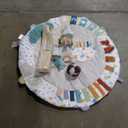 Blissful Diary Baby Play Gym & Activity Mat, 5 Developmental Zones Wooden Tummy Time Mat with 5 Detachable Sensory Toys for Motor Skills & Sensory Development, Baby Essentials Shower Gift