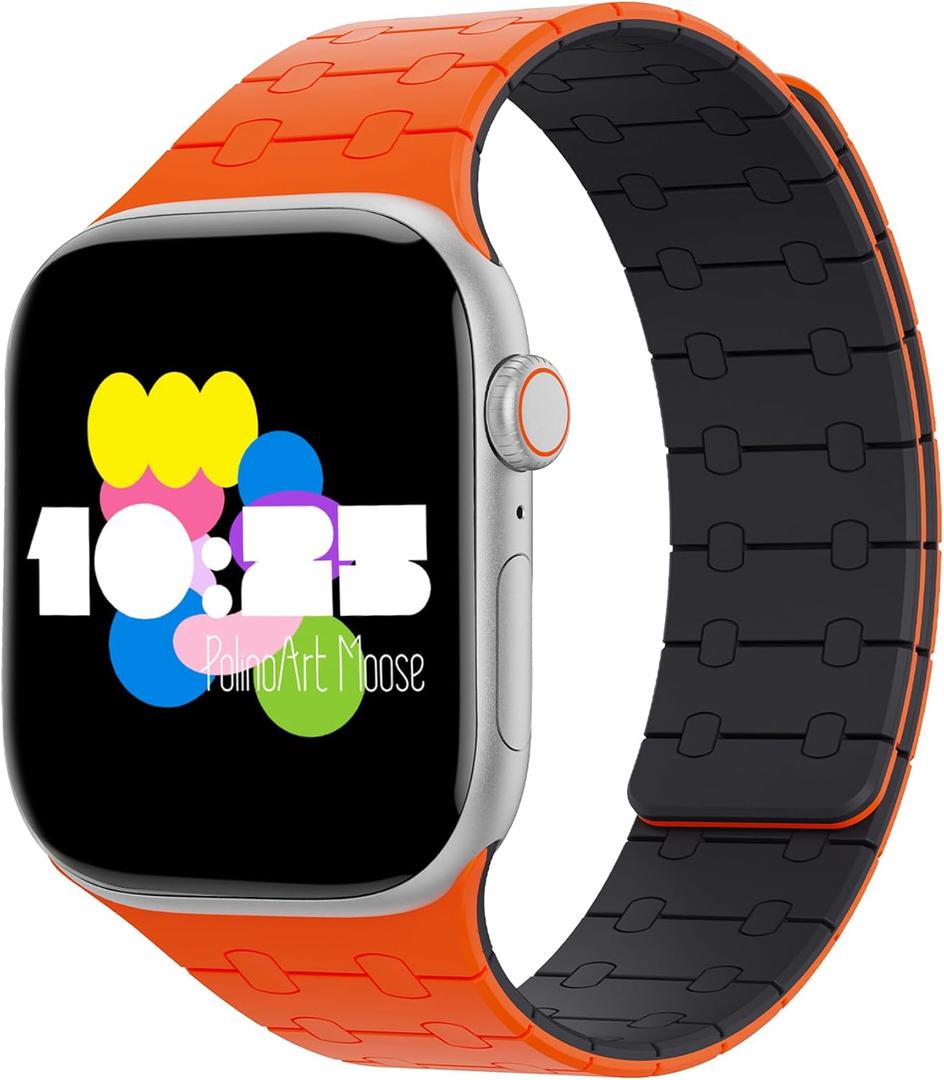 Silicone Magnetic Apple Watch Band, Compatible with iWatch Ultra 1/2/3, Series 1-11, SE 1-3, 38mm-49mm, Waterproof Sweatproof Watch Strap for Men Women