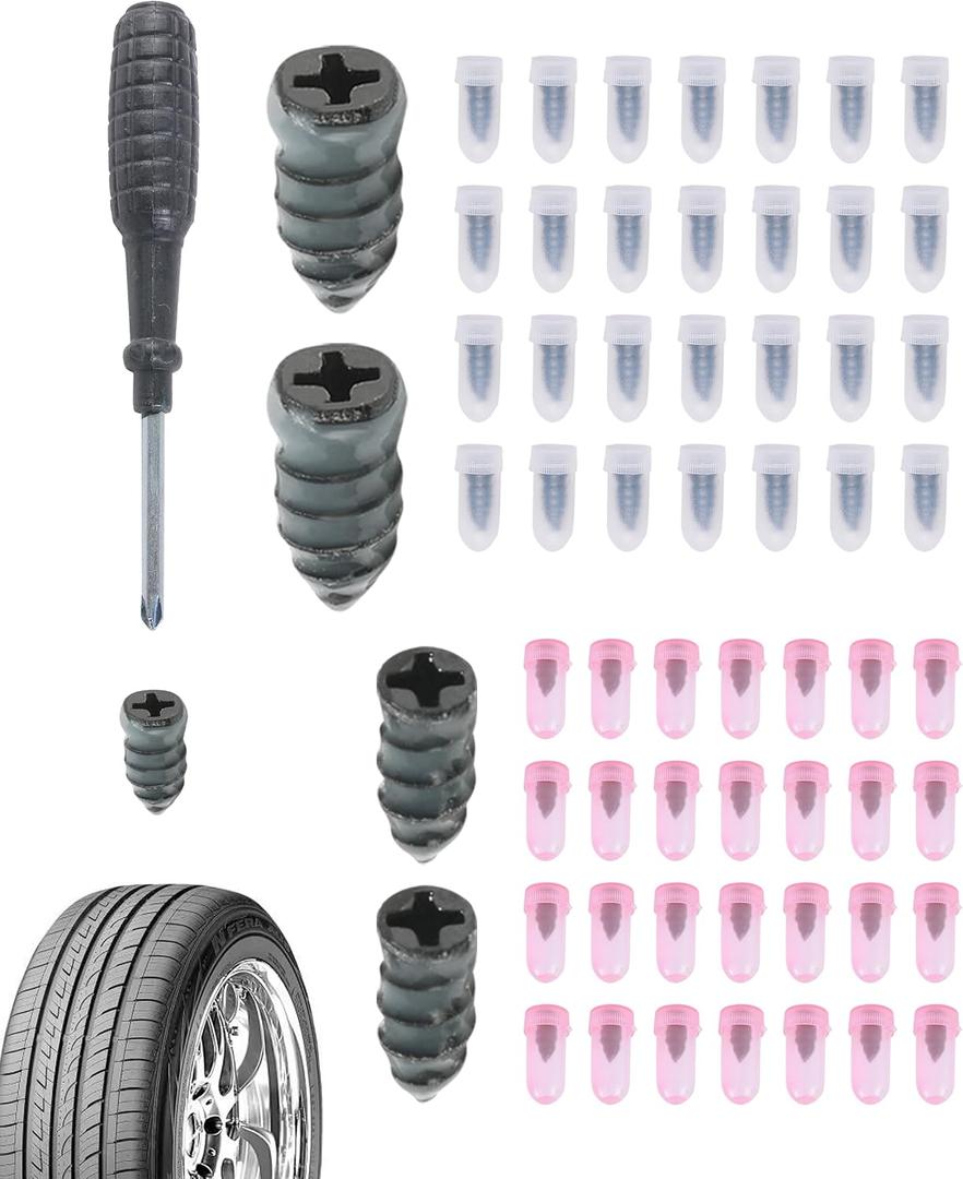 Tire Plug Kit,Car Accessories Tire Repair Rubber Nail Kit,Automotive Replacement Vacuum Tires Repair Tools,Suitable for Cars,Mountain Bikes, Electric Bikes,Motorcycles,Truck,Bus (60pcs) (EXP 02/04/26)